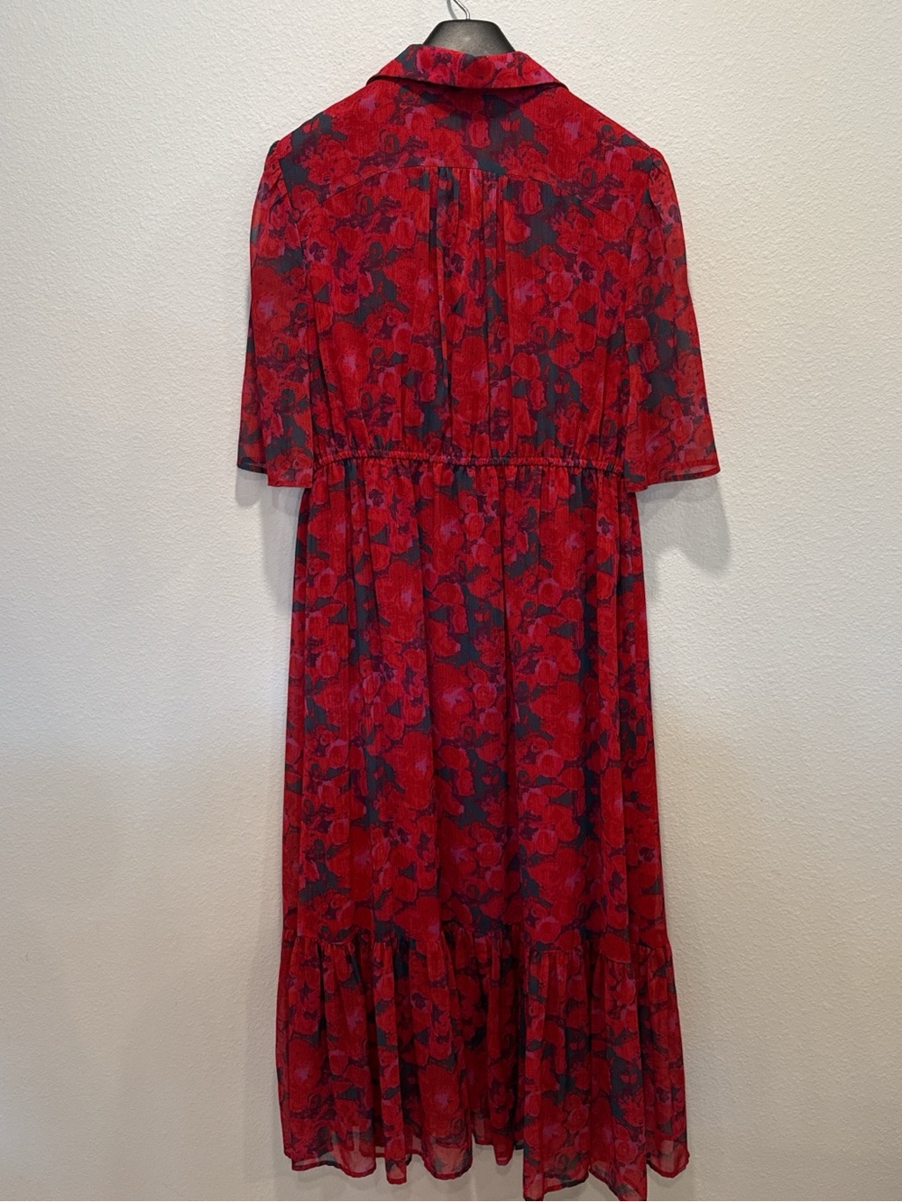 Plus Size Floral Maxi Dress Tie Waist Collared Boho Cottagecore 1X Halogen - Picture 4 of 9